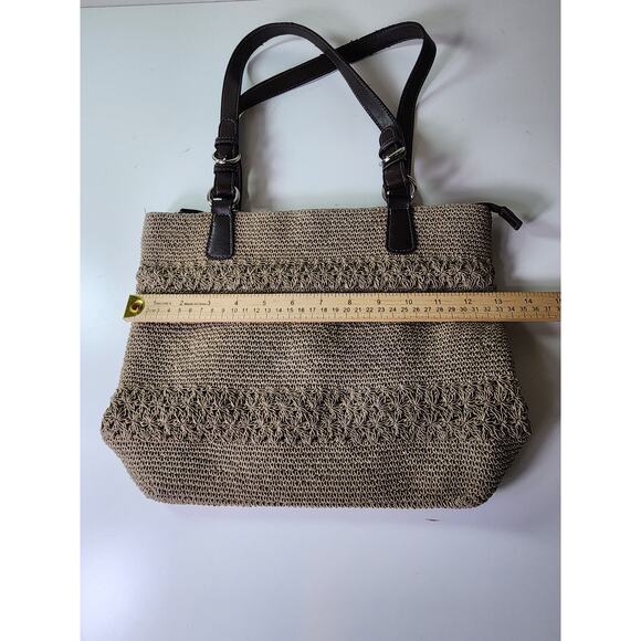 WORTHINGTON Beige Brown Woven Purse Shoulder Bag Grandma with Change Purse - Picture 8 of 15